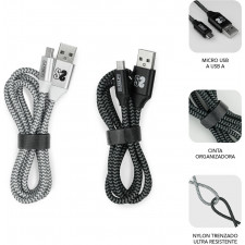 SUBBLIM PACK 2 CABLES USB A MICRO USB (2.4A) 1M BLACK SILVER cabo USB Micro-USB A Alumínio, Preto, Cinzento, Branco