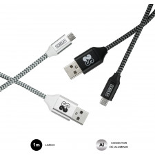 SUBBLIM PACK 2 CABLES USB A MICRO USB (2.4A) 1M BLACK SILVER cabo USB Micro-USB A Alumínio, Preto, Cinzento, Branco