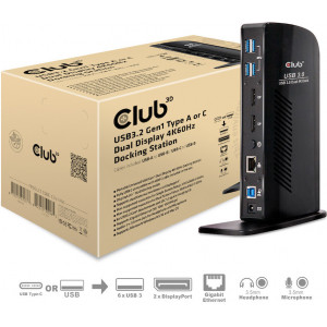 CLUB3D USB3.2 Gen1 Type A or C Dual Display 4K60Hz Docking Station