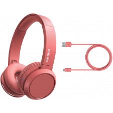 Philips 4000 series TAH4205RD 00 auscultador Auscultadores Sem fios Fita de cabeça Chamadas Música USB Type-C Bluetooth Vermelho