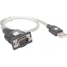 Techly IDATA USB-SER-2T cabo de série Preto, Metálico 0,45 m USB Type-A DB-9
