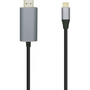 AISENS A109-0393 adaptador de cabo de vídeo 1,8 m HDMI Type A (Standard) USB Type-C Alumínio, Preto