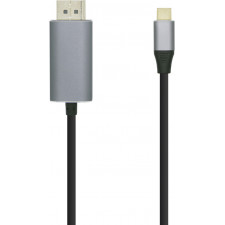 AISENS A109-0394 adaptador de cabo de vídeo 0,8 m DisplayPort USB Type-C Alumínio, Preto