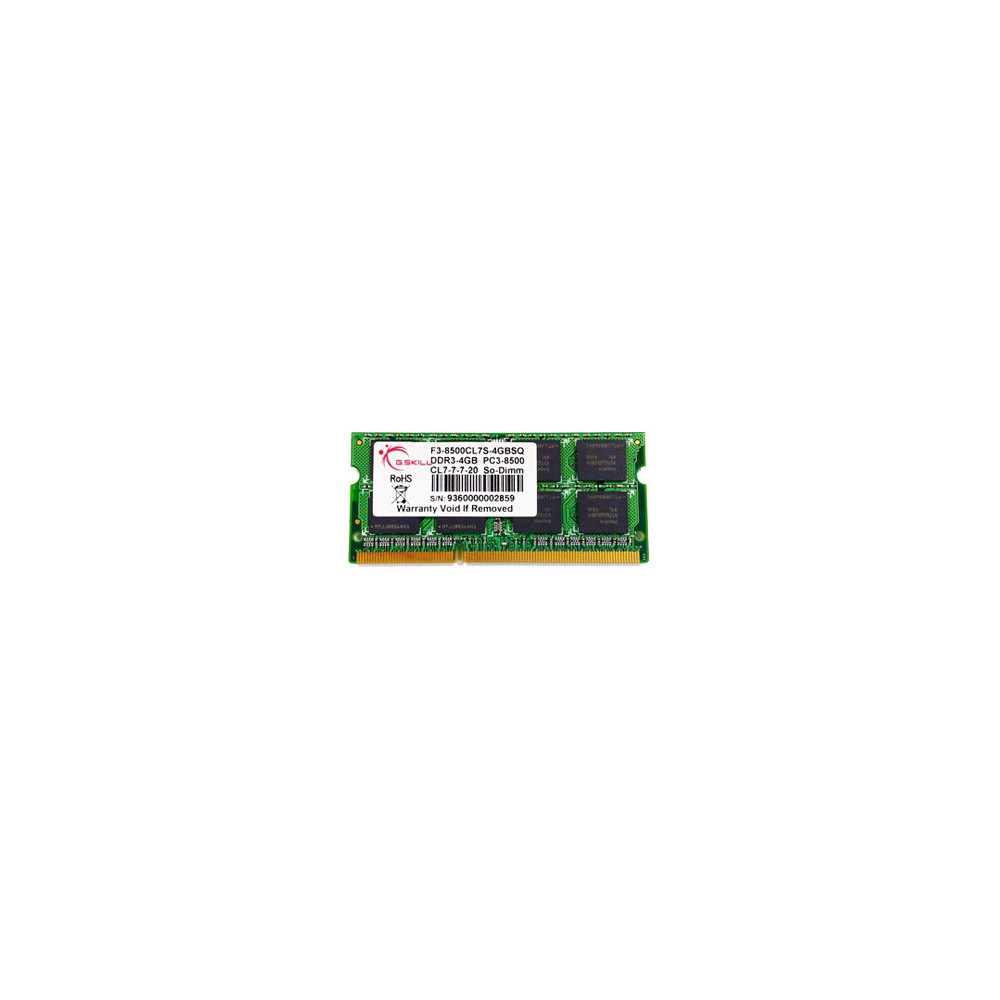 G.Skill 4GB DDR3 204-pin SO-DIMM módulo de memória 1 x 4 GB 1066 MHz ECC