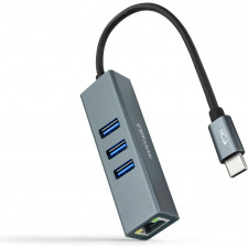 Nanocable 10.03.0408 base & duplicador de portas Com fios USB 3.2 Gen 1 (3.1 Gen 1) Type-C Cinzento