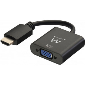 Ewent EW9864 adaptador de cabo de vídeo 0,2 m HDMI VGA, 3.5mm Preto