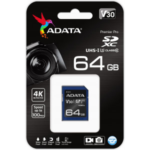 ADATA ASDX64GUI3V30S-R cartão de memória 64 GB SDXC UHS-I Classe 10