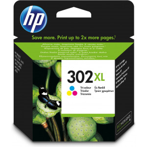 HP Tinteiro original 302XL Tricolor de elevado rendimento