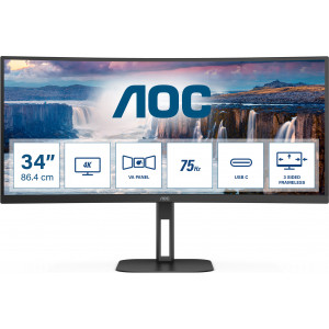 AOC V5 CU34V5C 86,4 cm (34") 3440 x 1440 pixels Wide Quad HD LED Preto