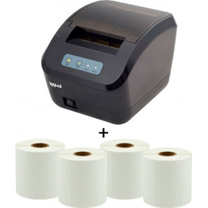 iggual Kit impresora etiquetas + 4 rollos impressora de etiquetas Acionamento térmico direto 203 x 203 DPI Com fios