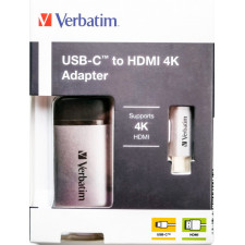 Verbatim 49143 adaptador de cabo de vídeo 0,1 m USB Type-C HDMI Preto, Prateado