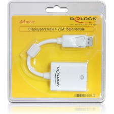 DeLOCK 61766 adaptador de cabo de vídeo 0,125 m VGA (D-Sub) DisplayPort Branco