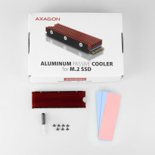 Axagon CLR-M2 Sistema de Arrefecimento de Computador Disco de estado sólido (SSD) Dissipador de calor Radiador Preto, Vermelho