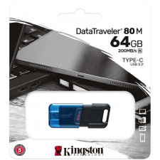 Kingston Technology DataTraveler 80 unidade de memória USB 64 GB USB Type-C 3.2 Gen 1 (3.1 Gen 1) Preto, Azul