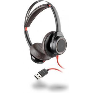POLY Blackwire 7225 Auscultadores Com fios Fita de cabeça Chamadas Música USB Type-A Preto, Vermelho