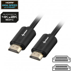 Sharkoon HDMI HDMI 4K, 5m cabo HDMI HDMI Type A (Standard) Preto