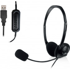 Ewent EW3568 auscultador Auscultadores Com fios Fita de cabeça Chamadas Música USB Type-A Preto