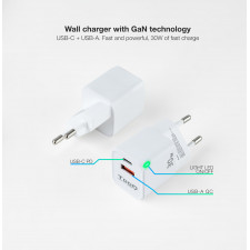 TooQ TQWC-GANQCPD30WT carregador de dispositivos móveis Branco Interior