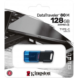 Kingston Technology DataTraveler 80 unidade de memória USB 128 GB USB Type-C 3.2 Gen 1 (3.1 Gen 1) Preto, Azul