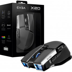 EVGA X20 rato Mão direita RF Wireless + Bluetooth + USB Type-A Ótico 16000 DPI