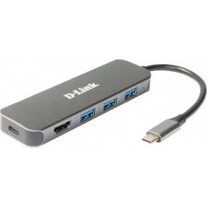 D-Link DUB-2333 base & duplicador de portas Com fios USB Type-C Cinzento