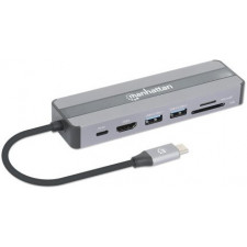 Manhattan 153928 base & duplicador de portas Com fios USB 3.2 Gen 1 (3.1 Gen 1) Type-C Preto, Prateado