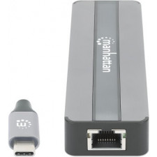 Manhattan 153928 base & duplicador de portas Com fios USB 3.2 Gen 1 (3.1 Gen 1) Type-C Preto, Prateado