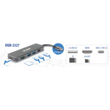 D-Link DUB-2327 base & duplicador de portas Com fios USB Type-C Cinzento