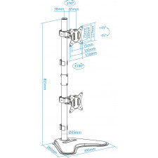 TooQ DB1703TNV-B montagem e suporte para monitores 81,3 cm (32") Preto Secretária