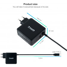 TooQ TQLC-USBC65PD adaptador e transformador Interior 65 W Preto