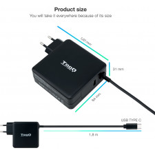 TooQ TQLC-USBC90PD adaptador e transformador Automático 90 W Preto