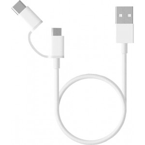 Xiaomi Mi 2-in-1 USB Cable (Micro USB to Type C) 100cm cabo USB 1 m USB 2.0 USB A Micro-USB B Branco