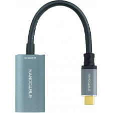 Nanocable 10.16.4104-G adaptador de cabo de vídeo 0,15 m USB Type-C DisplayPort Cinzento