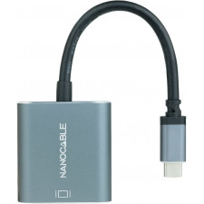 Nanocable 10.16.4103-G adaptador de cabo de vídeo 0,15 m USB Type-C DVI-D Cinzento
