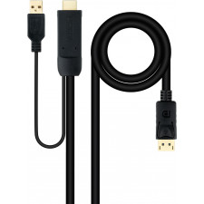 Nanocable 10.15.4352 adaptador de cabo de vídeo 1,8 m HDMI + USB Type-A DisplayPort Preto