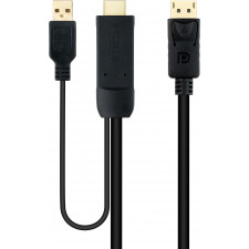 Nanocable 10.15.4352 adaptador de cabo de vídeo 1,8 m HDMI + USB Type-A DisplayPort Preto