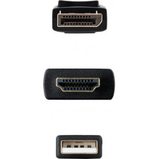 Nanocable 10.15.4352 adaptador de cabo de vídeo 1,8 m HDMI + USB Type-A DisplayPort Preto