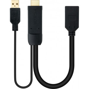 Nanocable 10.16.0205 adaptador de cabo de vídeo 0,2 m HDMI + USB Type-A DisplayPort Preto