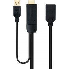 Nanocable 10.16.0205 adaptador de cabo de vídeo 0,2 m HDMI + USB Type-A DisplayPort Preto