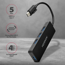 Axagon HUE-G1C hub de interface USB 3.2 Gen 1 (3.1 Gen 1) Type-C 5000 Mbit s Preto