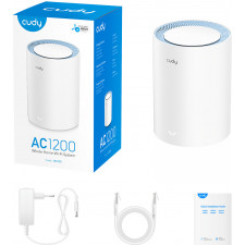 Cudy M1200 1-PACK sistema de Wi-Fi Mesh Dual-band (2,4 GHz   5 GHz) Wi-Fi 5 (802.11ac) Branco Interno