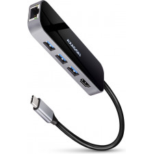 Axagon HMC-6GL base & duplicador de portas USB 3.2 Gen 1 (3.1 Gen 1) Type-C Preto, Cinzento