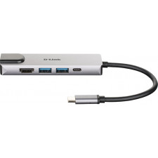 D-Link DUB-M520 base & duplicador de portas Com fios Thunderbolt 3 Alumínio, Preto