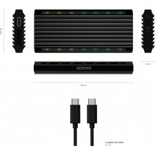 AISENS ASM2-RGB012B Caixa para Discos Rígidos Compartimento SSD Preto M.2