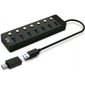 Ewent EW1147 hub de interface USB 3.2 Gen 1 (3.1 Gen 1) Type-A 5000 Mbit s Preto