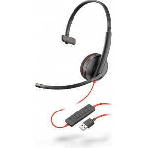 POLY Blackwire C3210 Auscultadores Com fios Fita de cabeça Escritório Call center USB Type-A Preto