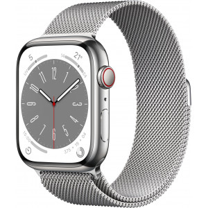 Apple Watch Series 8 OLED 45 mm Digital 396 x 484 pixels Ecrã táctil 4G Prateado Wi-Fi GPS