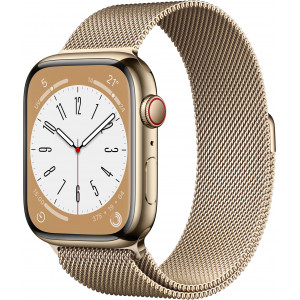 Apple Watch Series 8 OLED 45 mm Digital 396 x 484 pixels Ecrã táctil 4G Dourado Wi-Fi GPS
