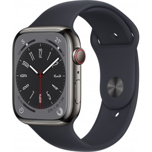 Apple Watch Series 8 OLED 45 mm Digital 396 x 484 pixels Ecrã táctil 4G Grafite Wi-Fi GPS