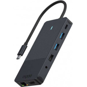 Rapoo UCM-2006 placa adaptador de interface 3.5 mm, DisplayPort, HDMI, RJ-45, USB 3.2 Gen 1 (3.1 Gen 1), USB Type-C